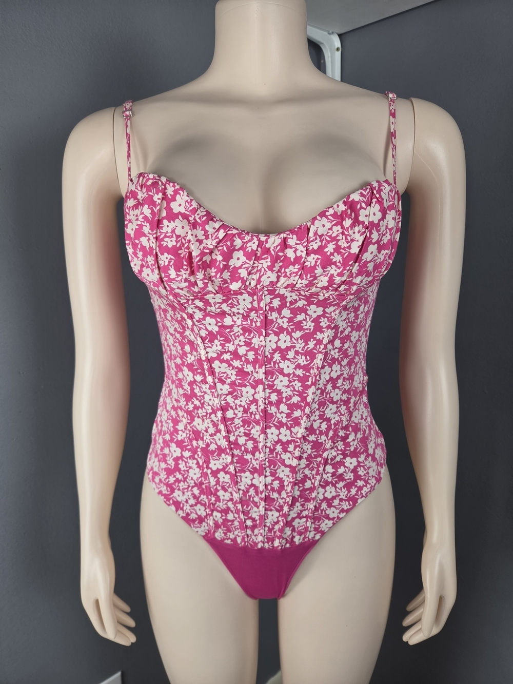 Zara Hot Pink Bustier-Style One-Piece